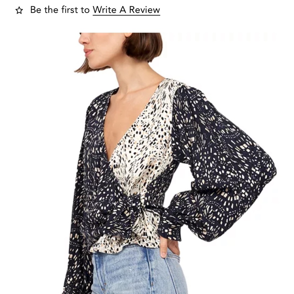 Women's Black and White Wrap Top Joie Size M